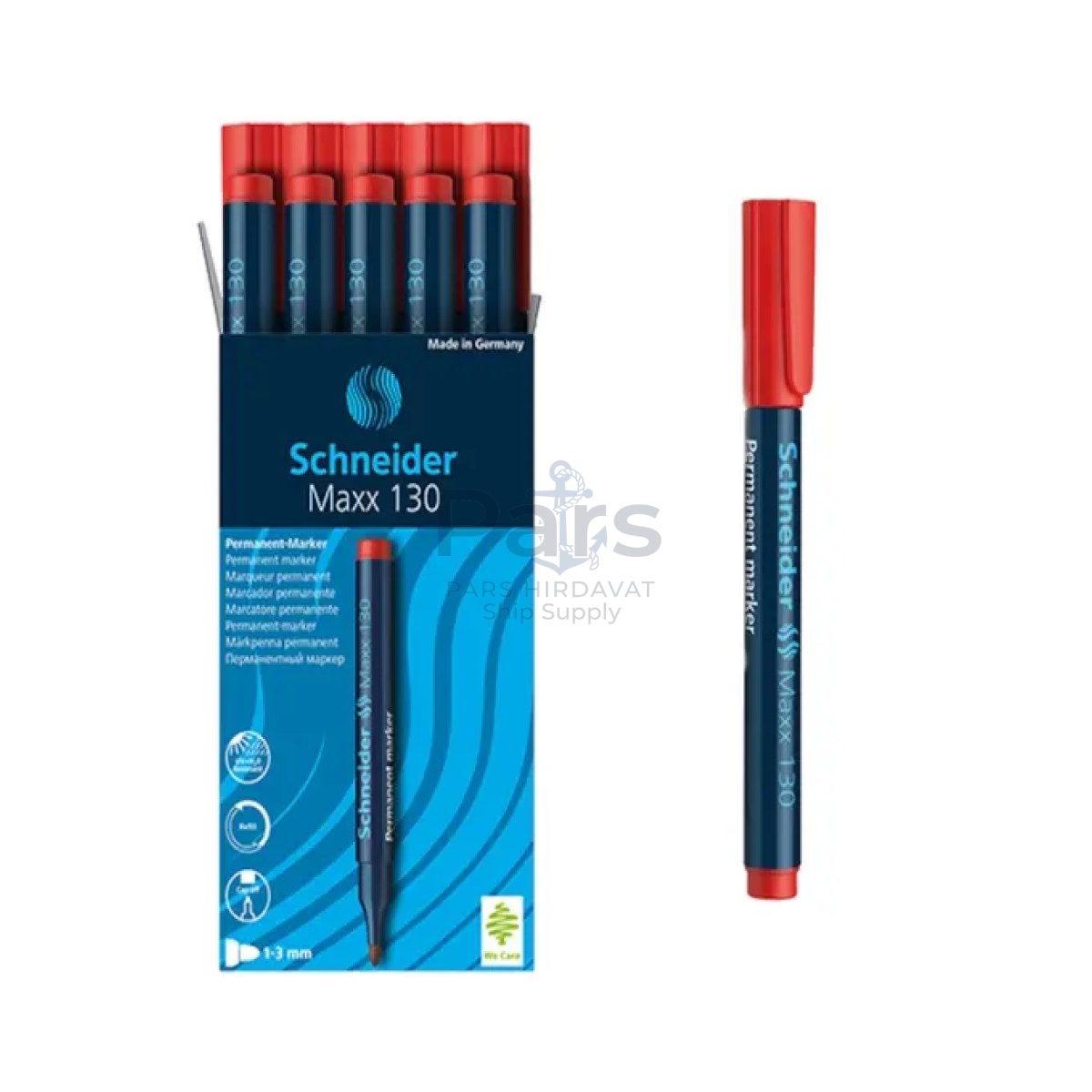 Schneider Maxx130 Asetat Kalemi Red - 1-3mm - Cam Kalemi - 10 pcs