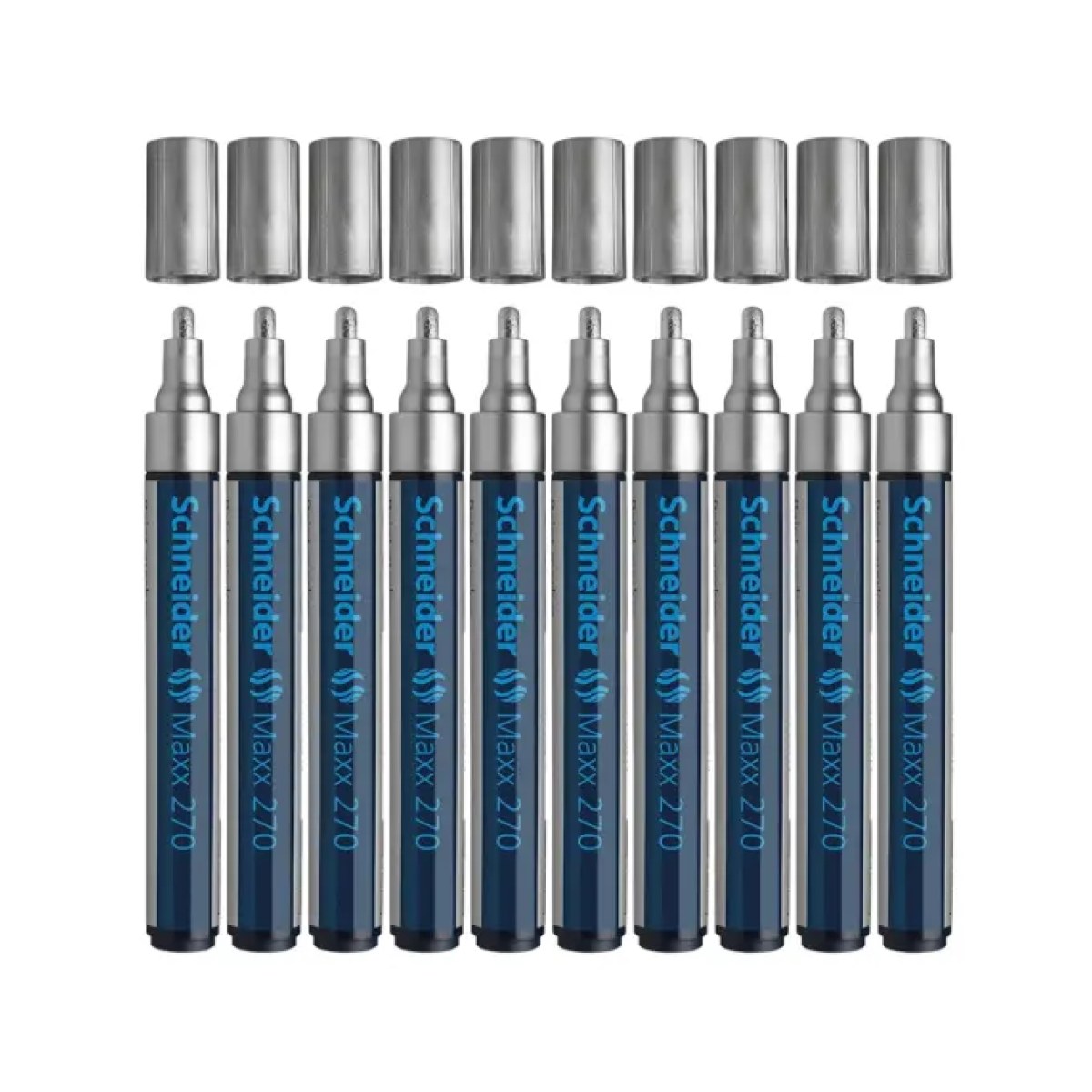 Schneider Maxx 270 Asetat Kalemi Gümüş - 1-3mm - Boya Markörü - Cam Kalemi 10 pcs Toptan