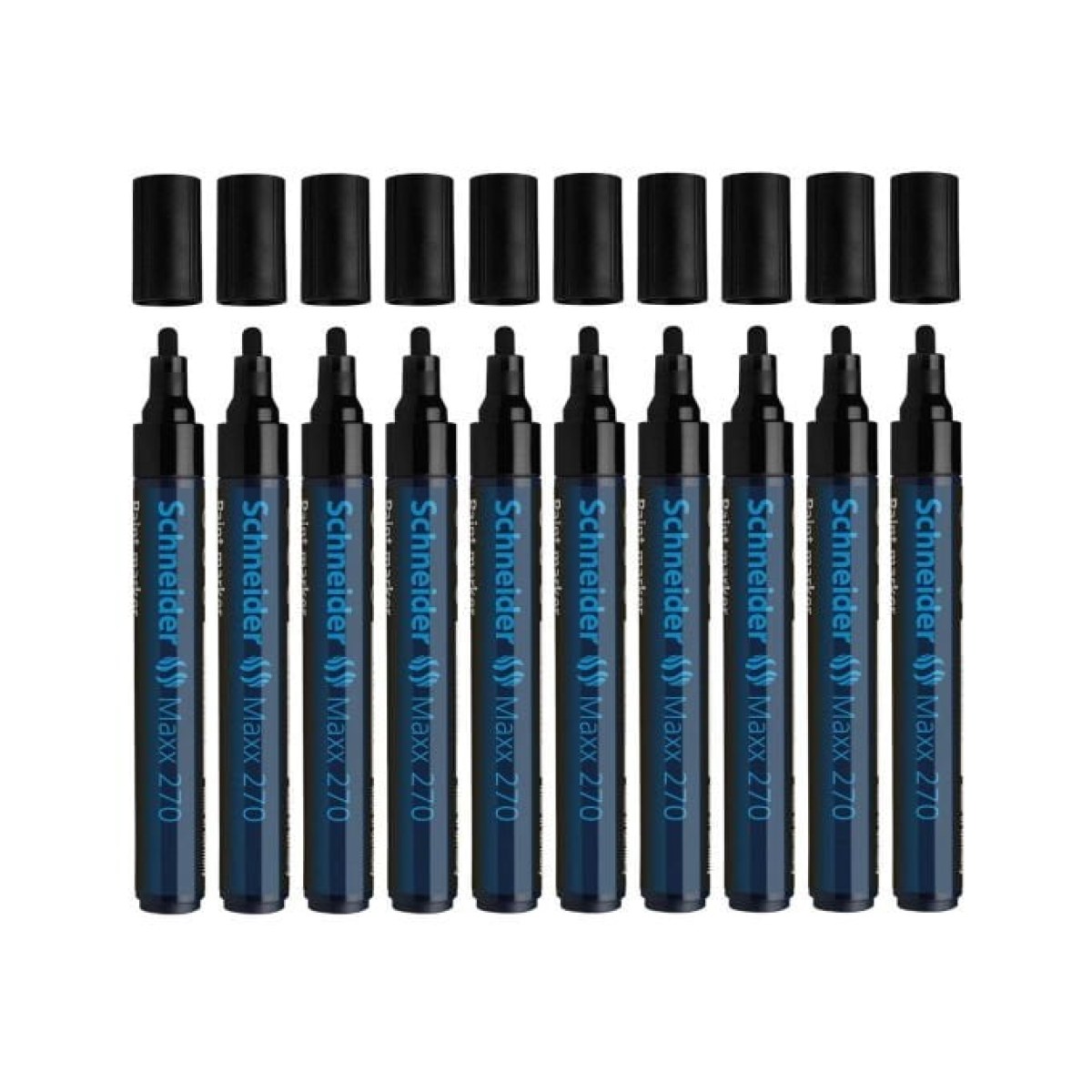 Schneider Maxx 270 Asetat Kalemi Siyah - 1-3mm - Boya Markörü - Cam Kalemi 10 Adet Toptan
