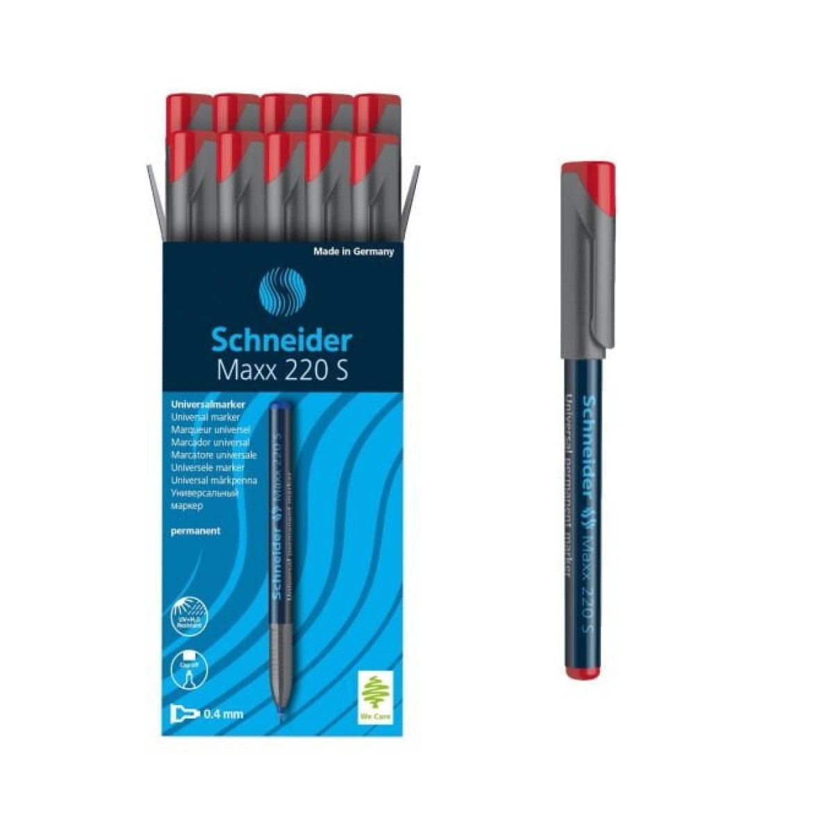 Schneider Maxx220 Asetat Kalemi Red - 0.4 S - Cam Kalemi - 10 pcs