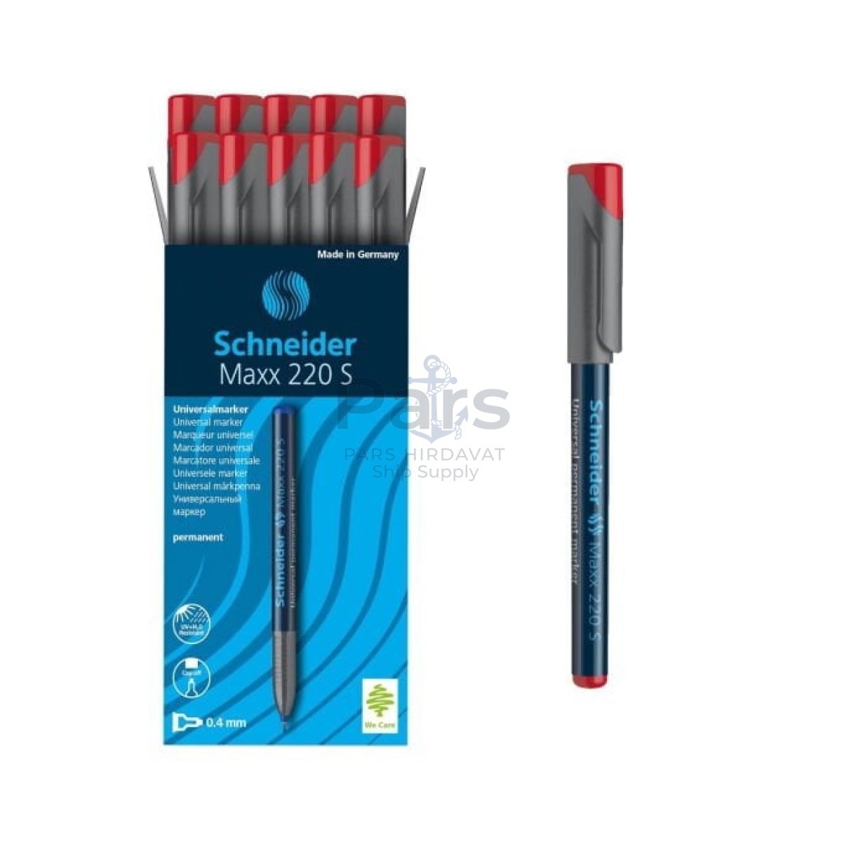 Schneider Maxx220 Asetat Kalemi Red - 0.4 S - Cam Kalemi - 10 pcs