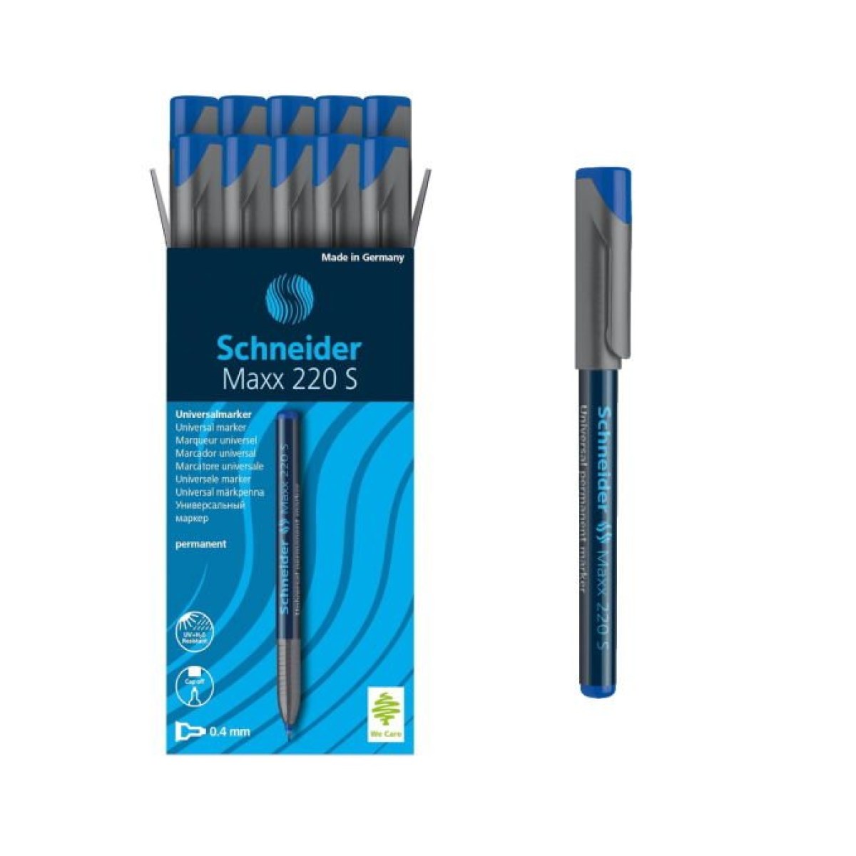 Schneider Maxx220 Asetat Kalemi Mavi - 0.4mm S - Cam Kalemi - 10 Adet