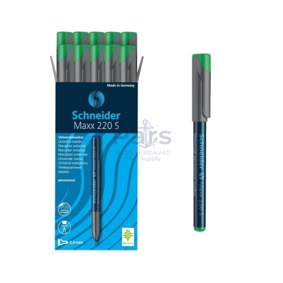 Schneider Maxx220 Asetat Kalemi Green - 0.4mm S - Cam Kalemi - 10 pcs