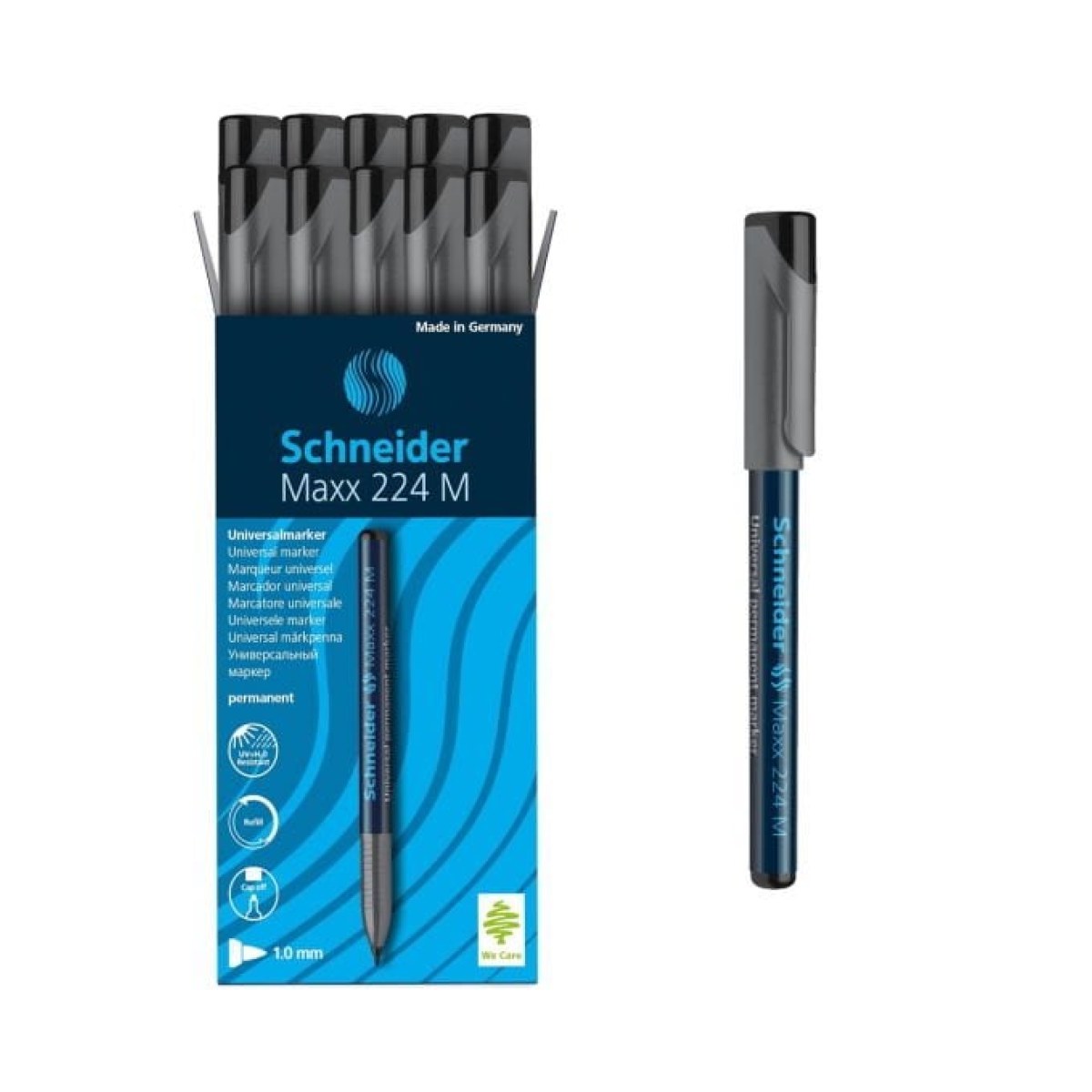 Schneider Maxx224 Asetat Kalemi Siyah - 1.0mm M - Cam Kalemi - 10 Adet
