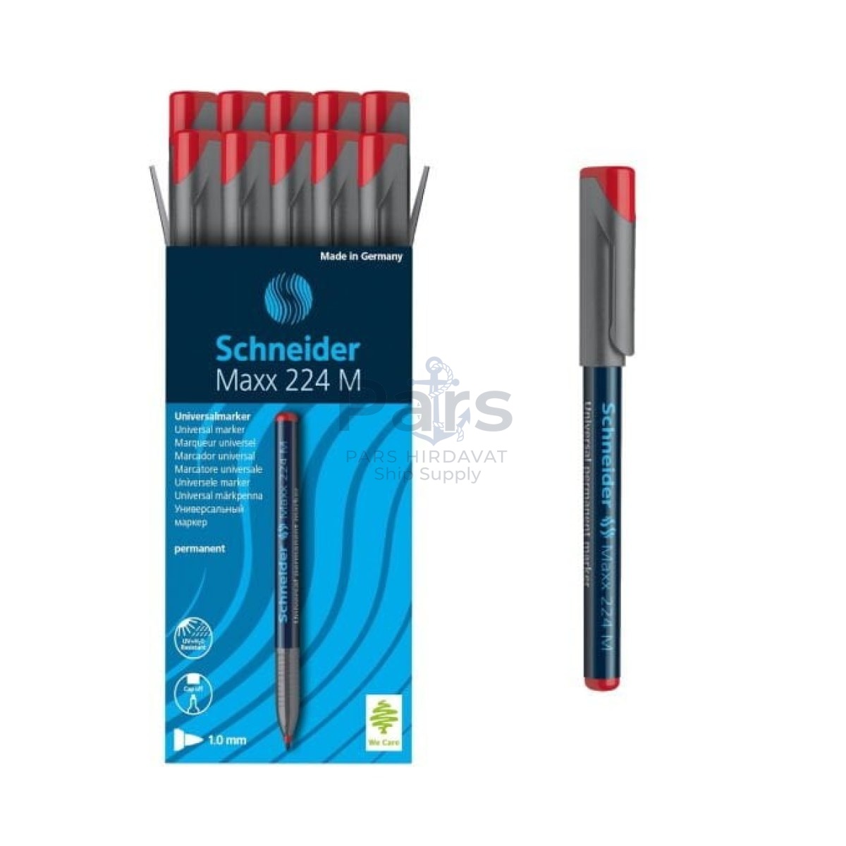 Schneider Maxx224 Asetat Kalemi Red - 1.0 M - Cam Kalemi - 10 pcs