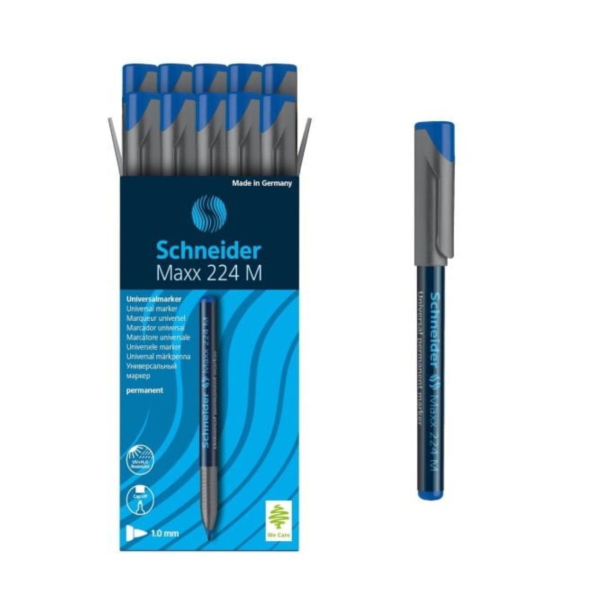 Schneider Maxx224 Asetat Kalemi Mavi - 1.0mm M - Cam Kalemi - 10 Adet