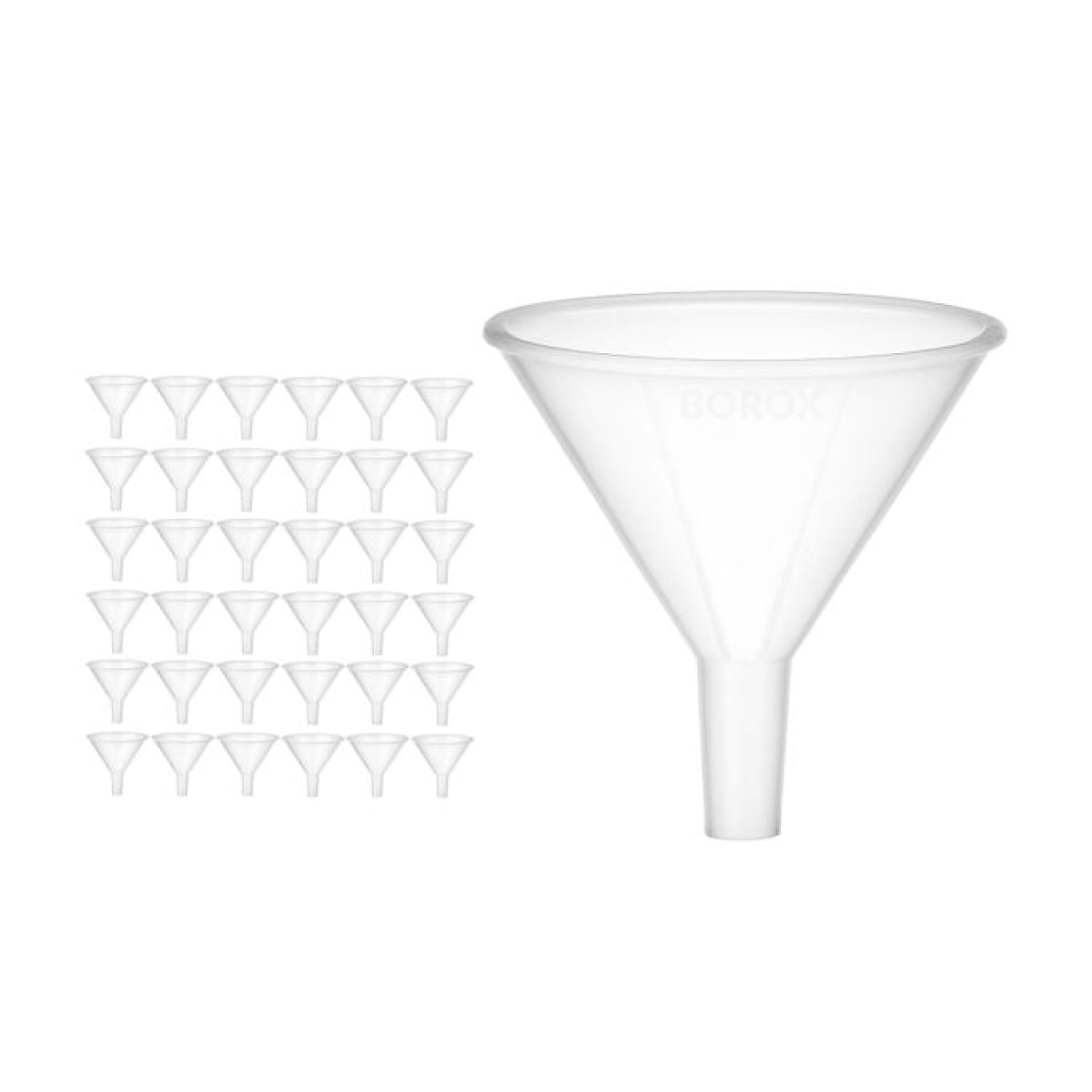 Borox Plastik Toz Huni 100mm - Laboratuvar Hunisi - Paralel Gövde - 36 pcs/Toptan