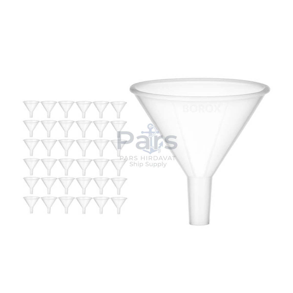 Borox Plastik Toz Huni 100mm - Laboratuvar Hunisi - Paralel Gövde - 36 pcs/Toptan