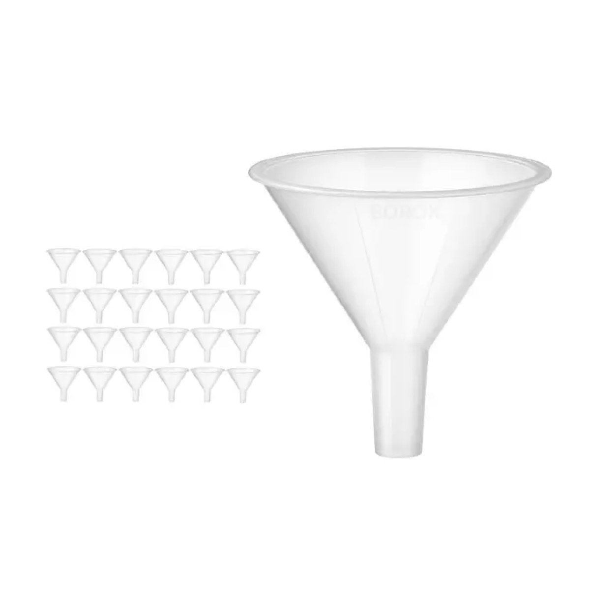 Borox Plastik Toz Huni 150mm - Laboratuvar Hunisi - Paralel Gövde - 24 Adet/Toptan