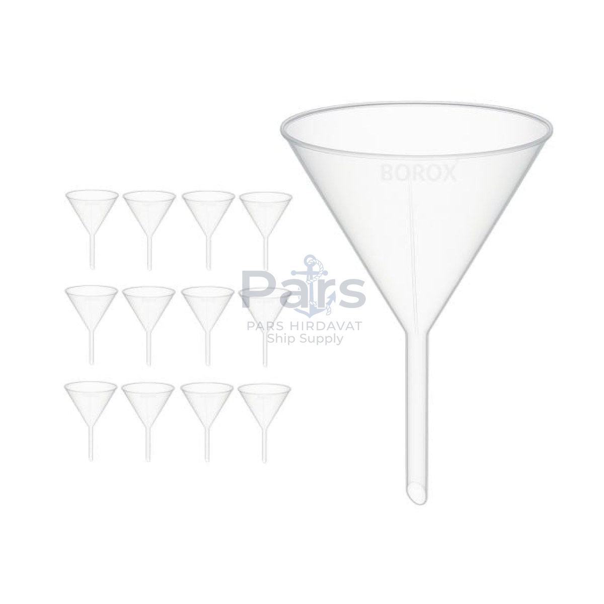 Borox Plastik Huni 150mm - Laboratuvar Hunisi - Uzun Saplı - 12 pcs/Toptan