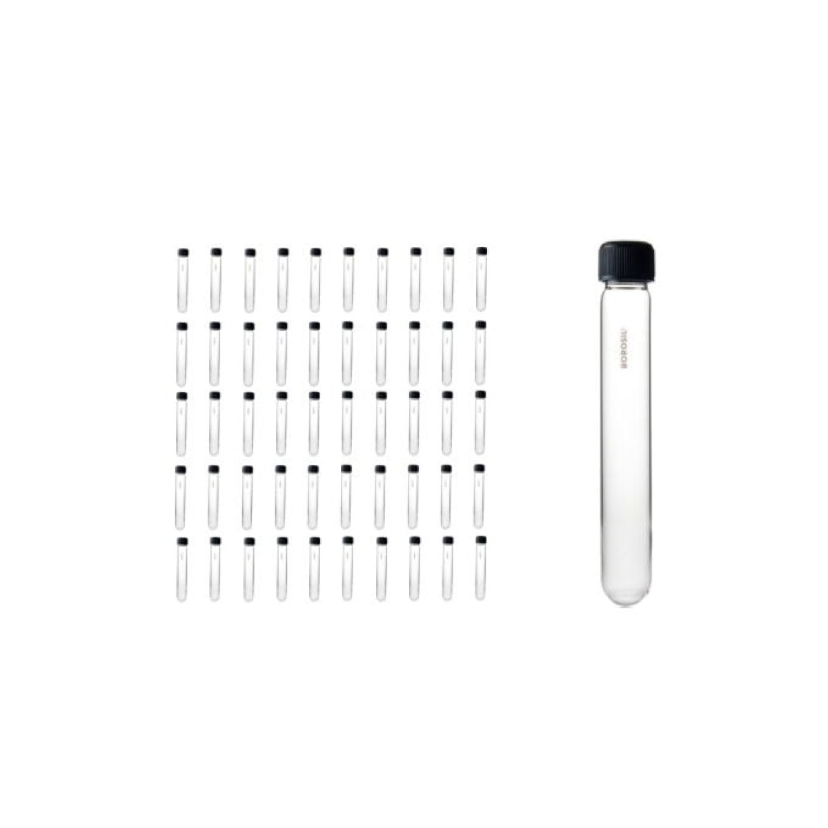 Borosil Cam Deney Tüpü 16x125 mm - Kapaklı Test Tüpü - 50 pcs Toptan
