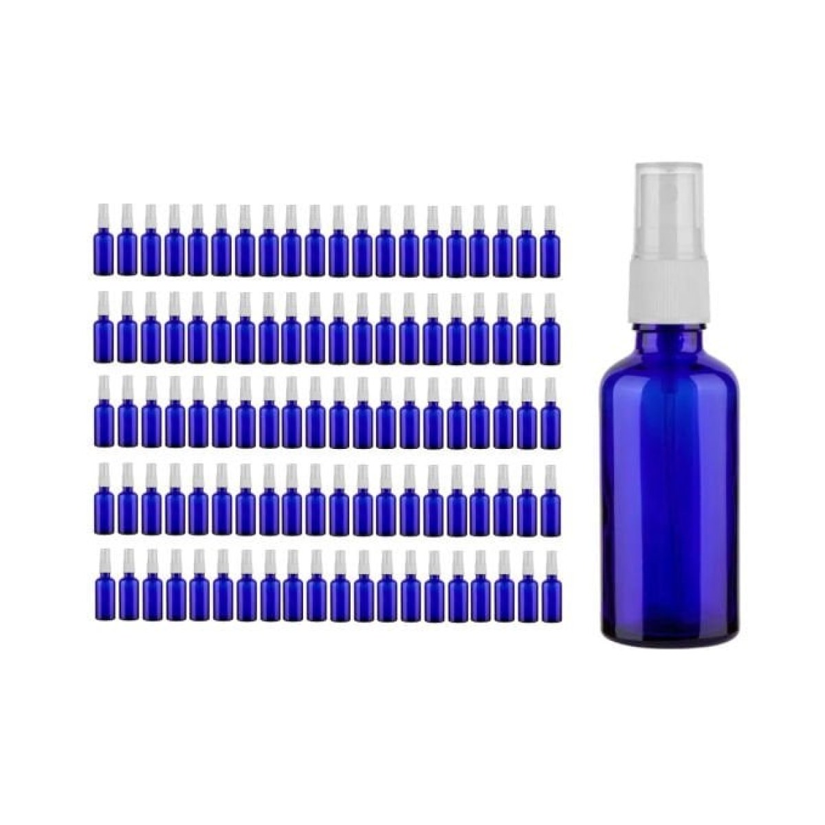 Borox Mavi Cam Sprey Şişesi 50 ml - Spreyli Kolonya Şişe - 100 Adet Toptan
