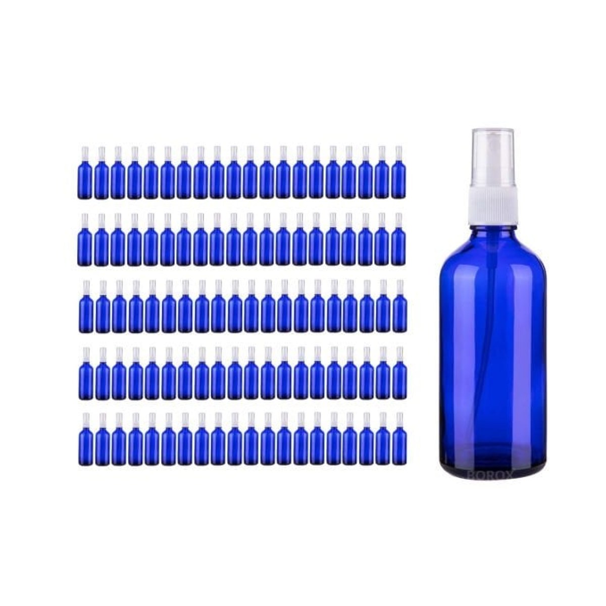 Borox Blue Cam Sprey Şişesi 100 ml - Spreyli Kolonya Şişe - 100 pcs Toptan