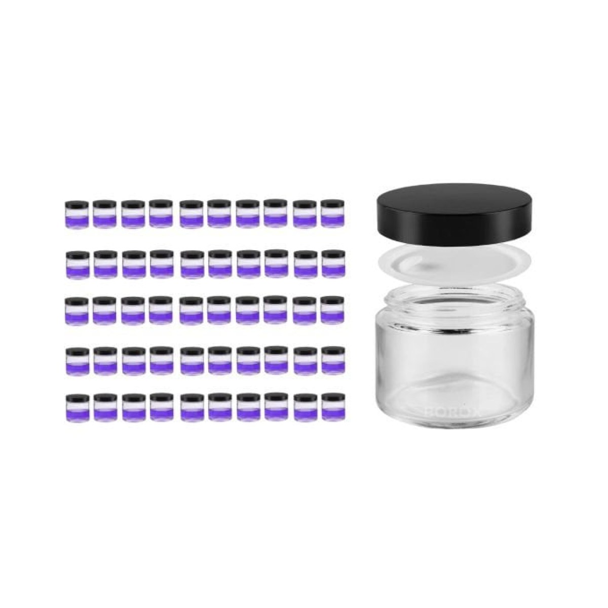 Borox Cam Şişe 100ml - Krem Kavanoz 100cc Kapaklı Şişe - 50 pcs Toptan