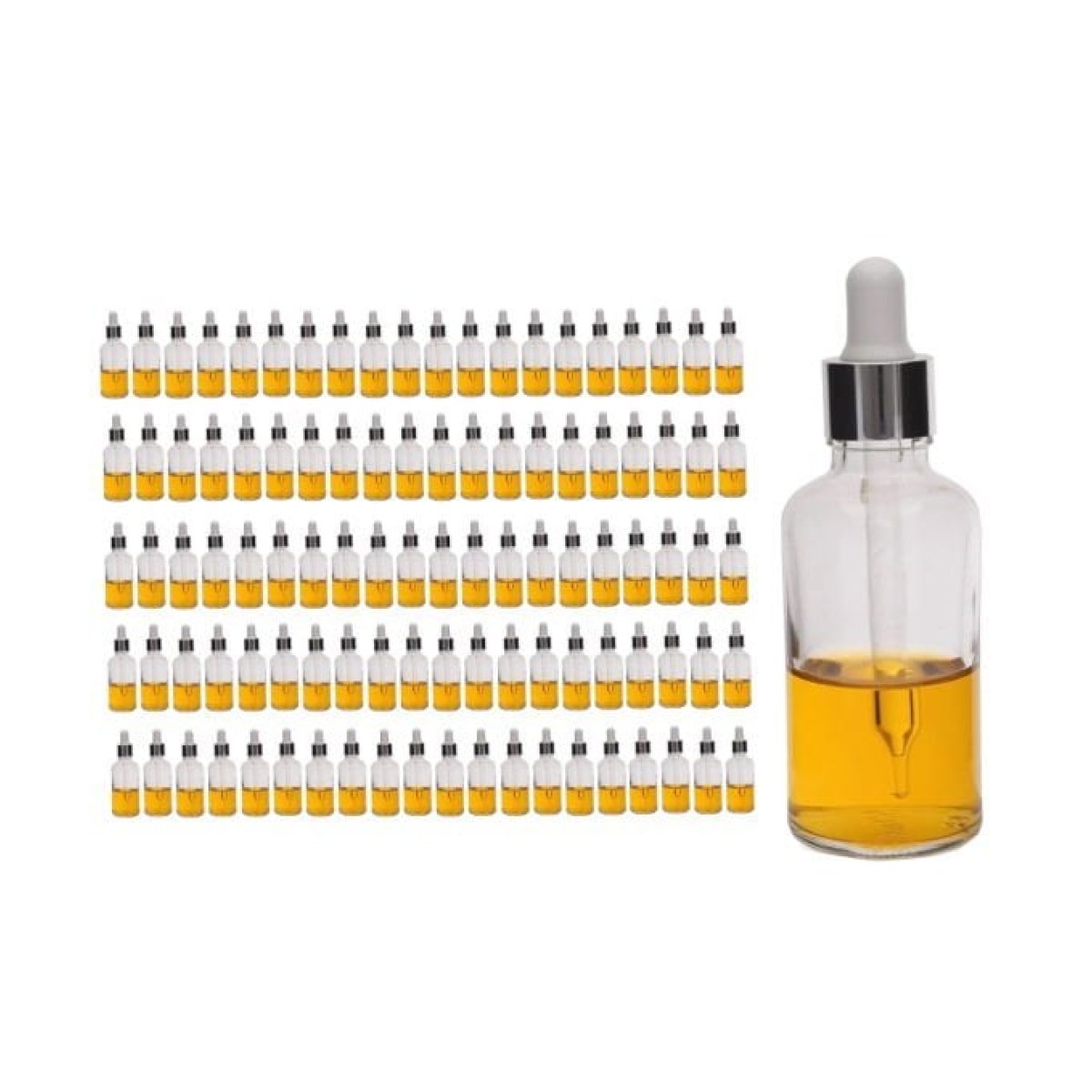 Borox Cam Damlatma Şişe 50 ml - Damlalıklı Şişe 50cc Kapaklı - 100 Adet Toptan
