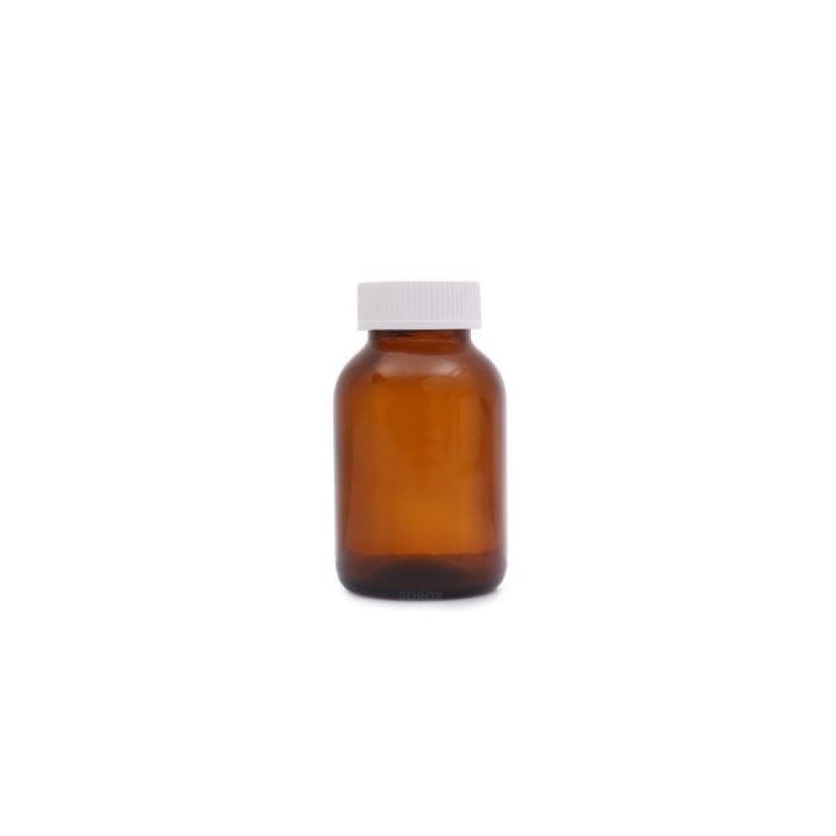 Borox Amber Cam Şişe Geniş Ağız 200 ml - Beyaz Kapaklı Şişe