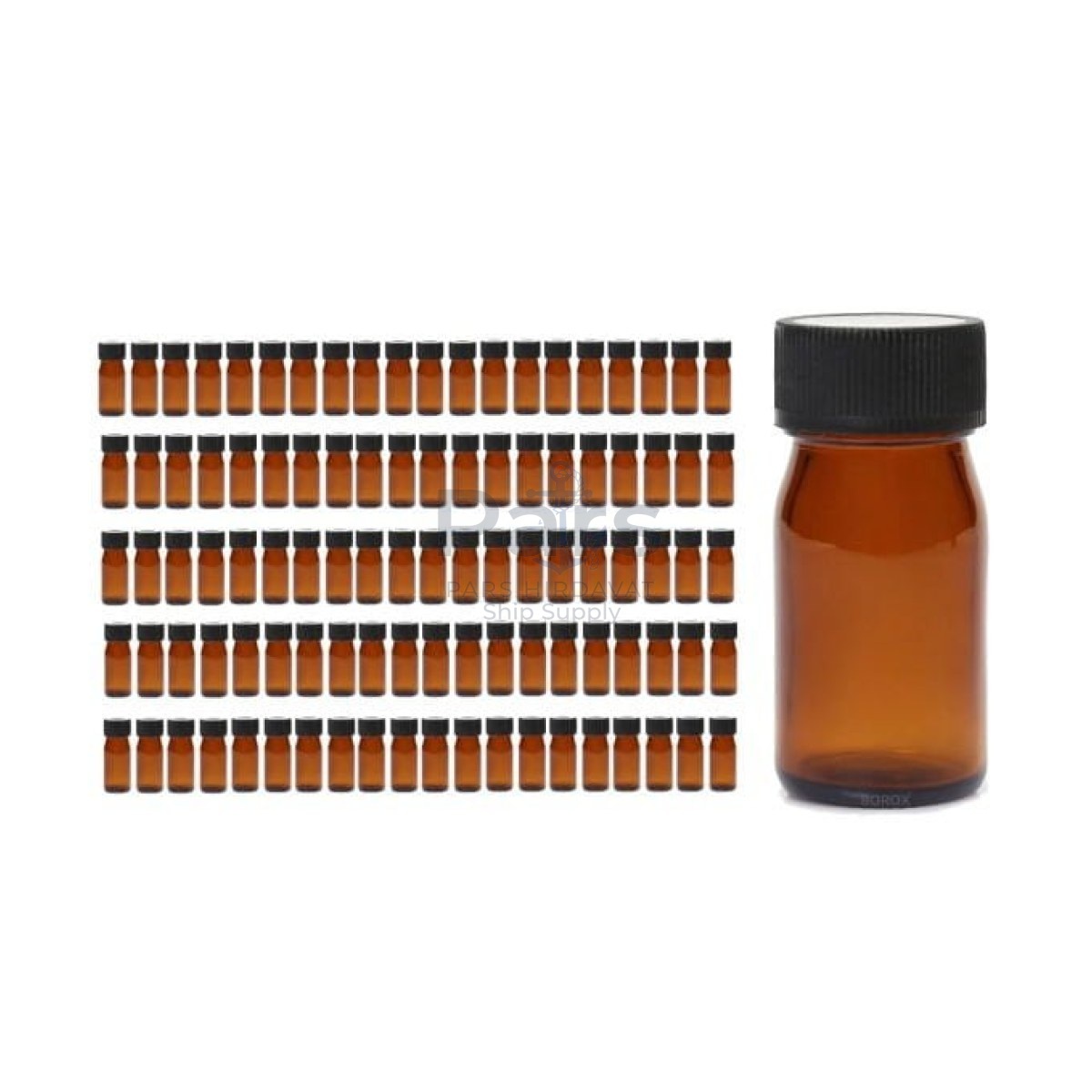 Borox Amber Cam Şişe Geniş Ağız 30 ml - Black Kapaklı Şişe - 100 pcs Toptan