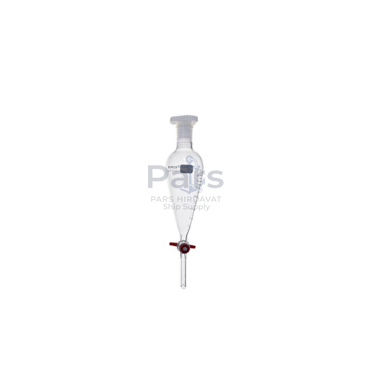 Borox Cam Ayırma Hunisi 100 ml - Konik Tip - Teflon Musluklu Tıpalı - Hacim Ölçekli