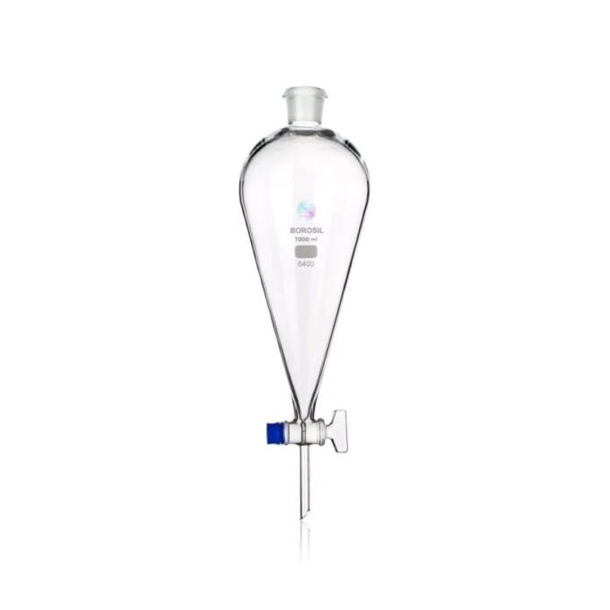 Borosil Cam Ayırma Hunisi 1000 ml - Cam Musluklu Tıpalı Huni