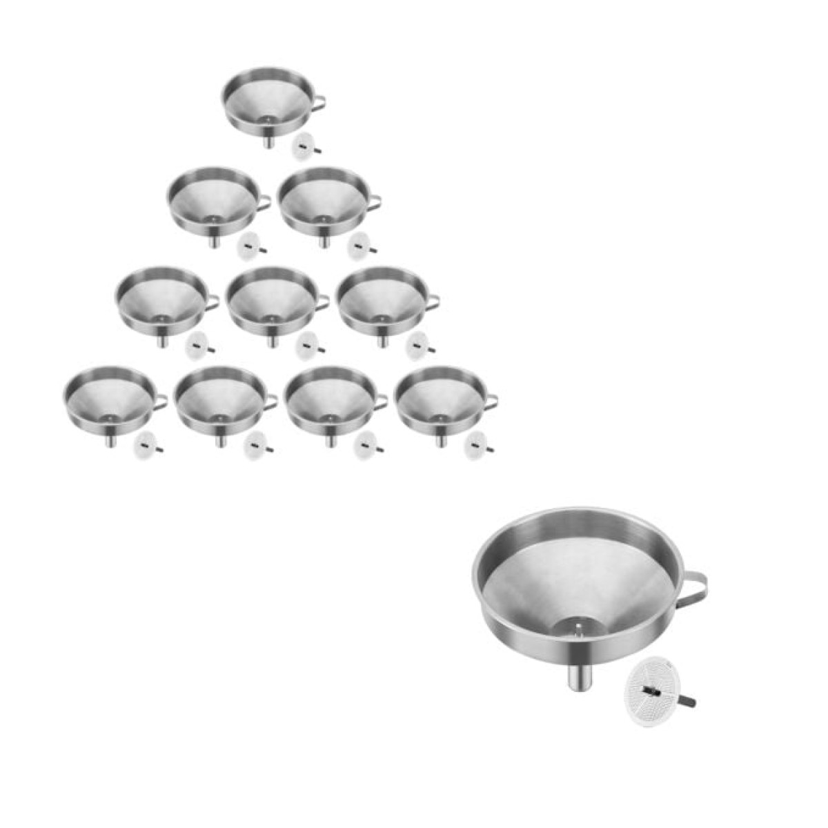 Borox Stainless Steel Huni 110mm - Kulplu Filtreli - 10 pcs