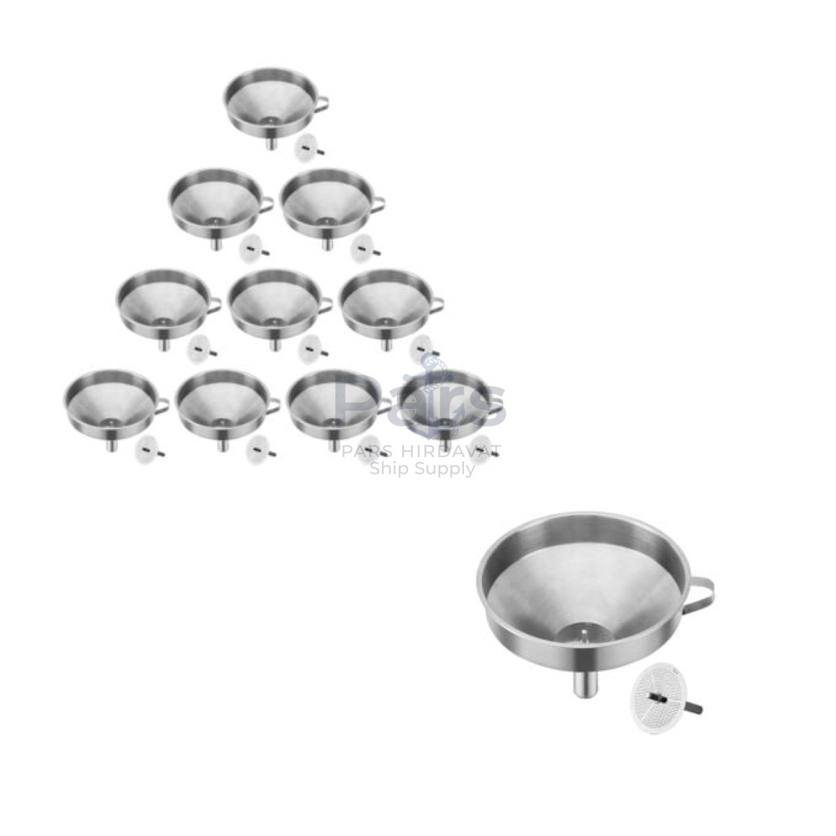 Borox Stainless Steel Huni 110mm - Kulplu Filtreli - 10 pcs