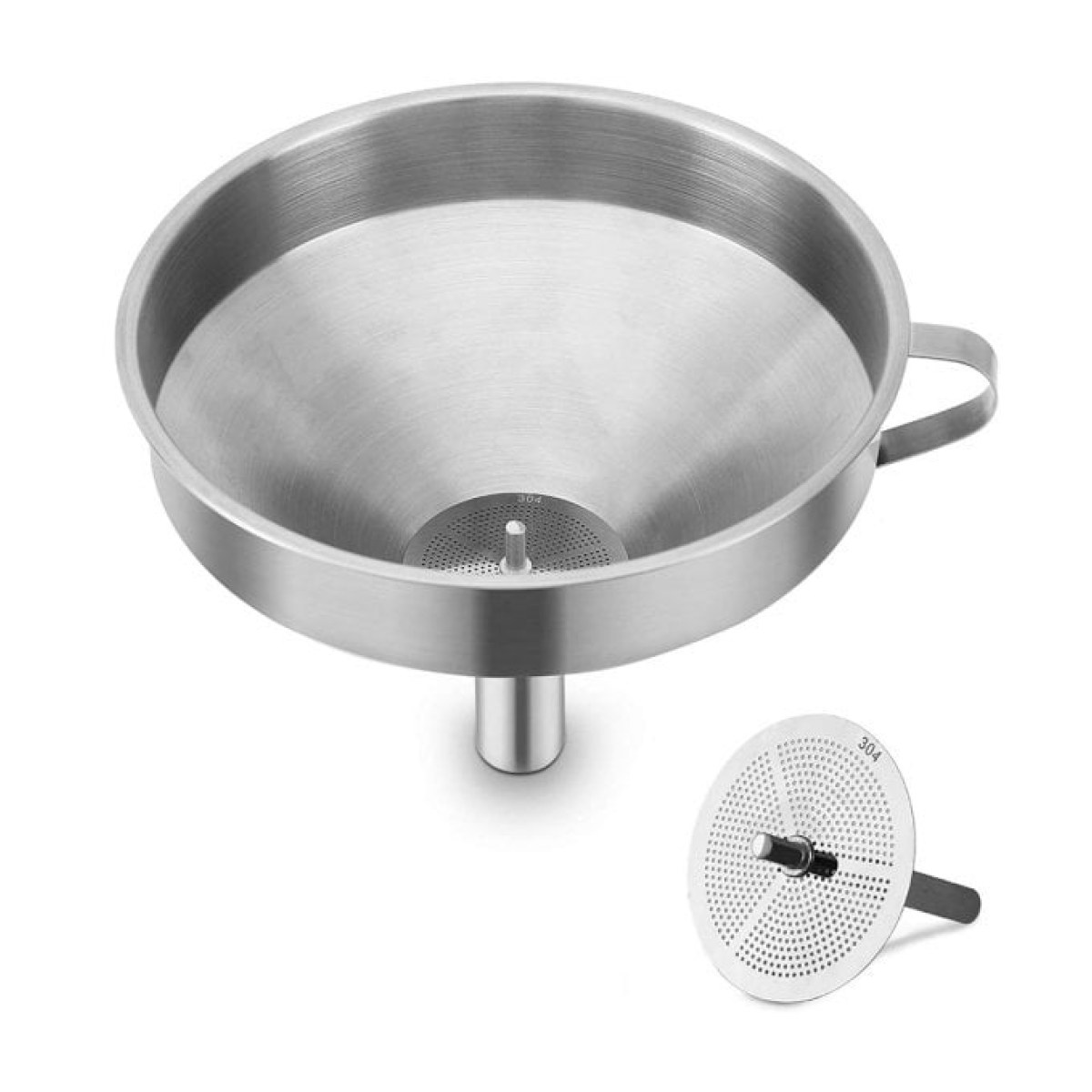 Borox Stainless Steel Huni Filtreli 150 mm - Kulplu Süzgeçli