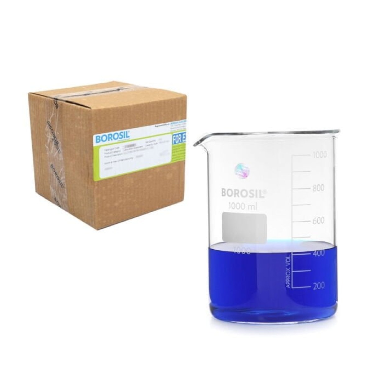 Borosil Cam Beher 1000 ml - Kısa Form Beaker 20 Adet-Paket