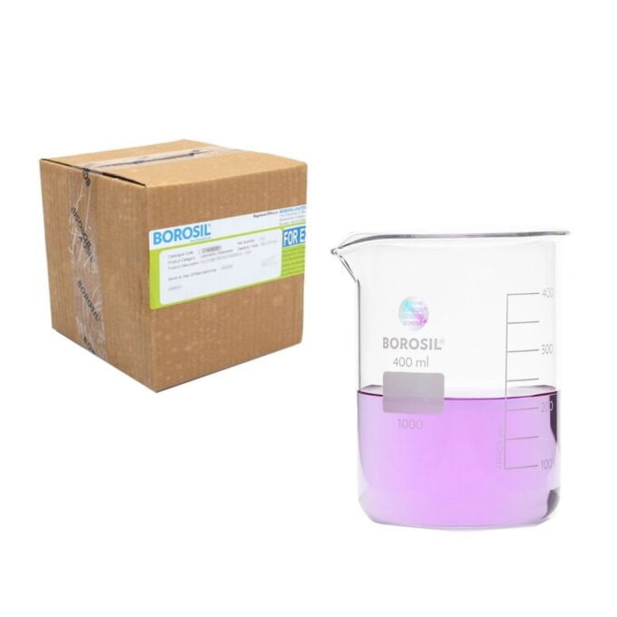Borosil Cam Beher 400 ml - Kısa Form Beaker - 40 Adet-Paket