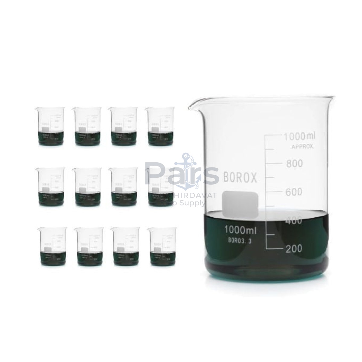 Borox Cam Beher 1000 ml - Kısa Form Beaker 12 pcs-Paket