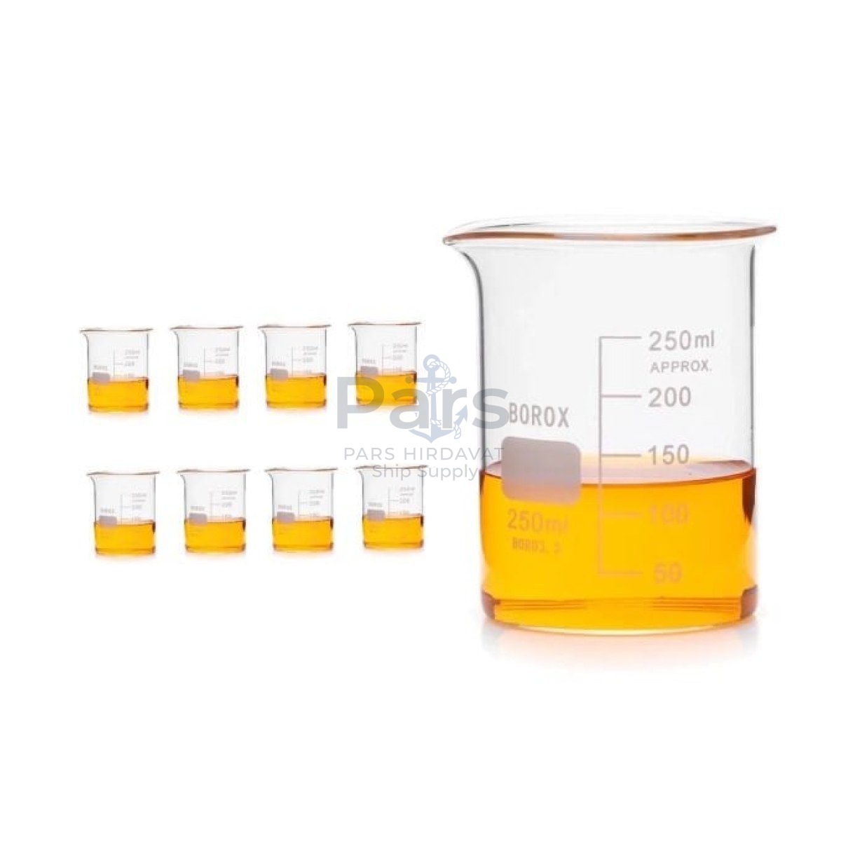 Borox Cam Beher 250 ml - Kısa Form Beaker 8 pcs-Paket