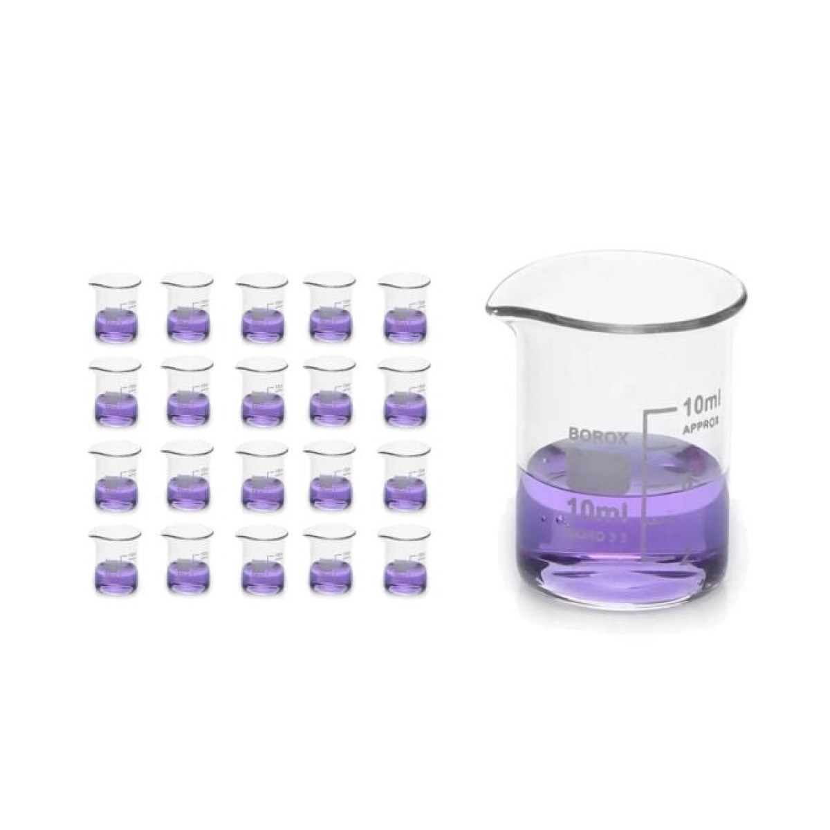Borox Cam Beher 10 ml - Kısa Form Beaker 20 pcs-Paket