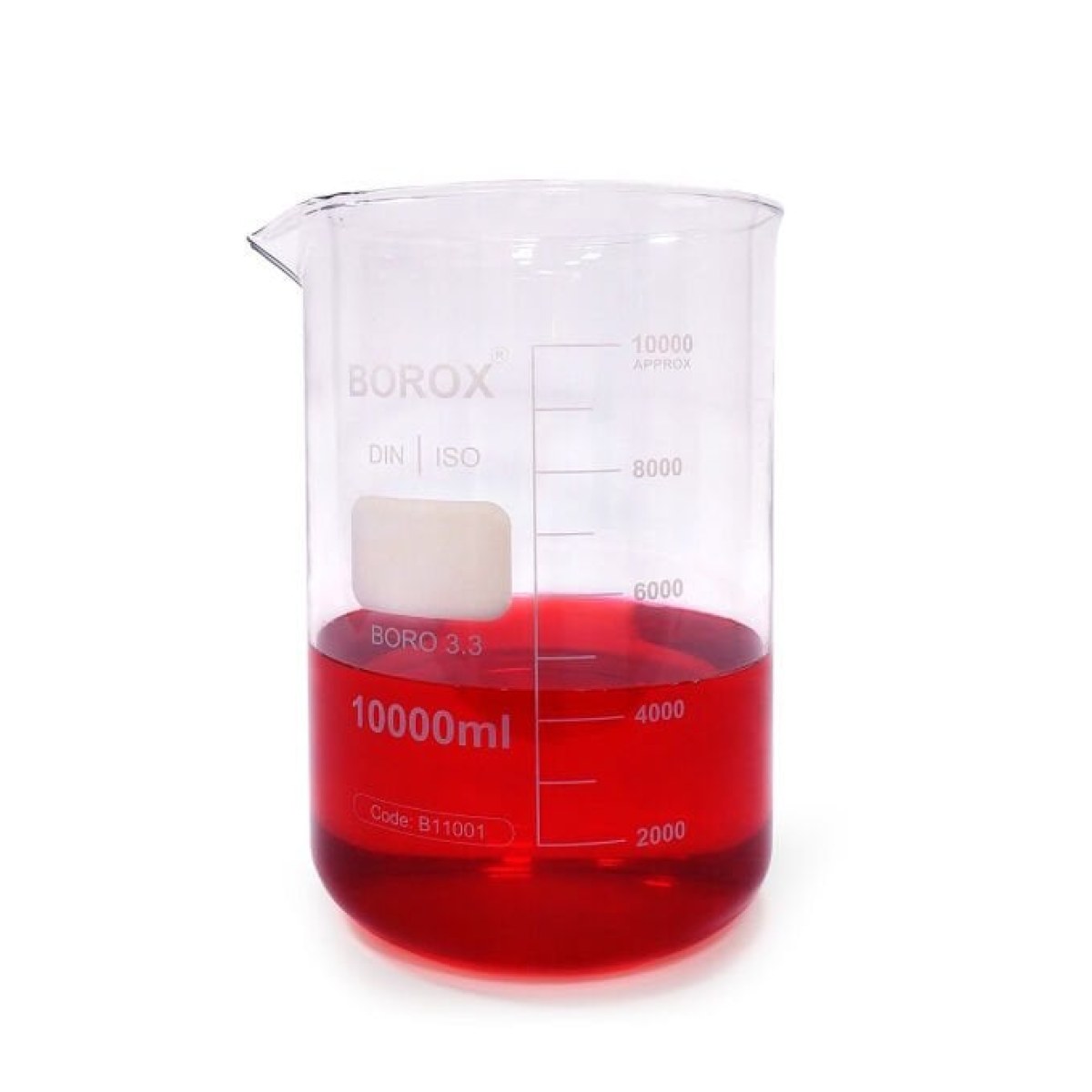 Borox Cam Beher 10000 ml - Kısa Form Isıya Dayanıklı Beaker
