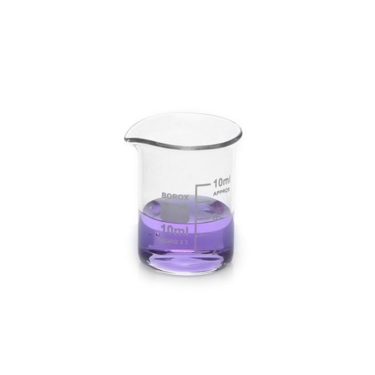 Borox Cam Beher 10 ml - Kısa Form Isıya Dayanıklı Beaker