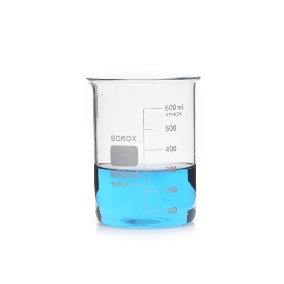 Borox Cam Beher 600 ml - Kısa Form Isıya Dayanıklı Beaker