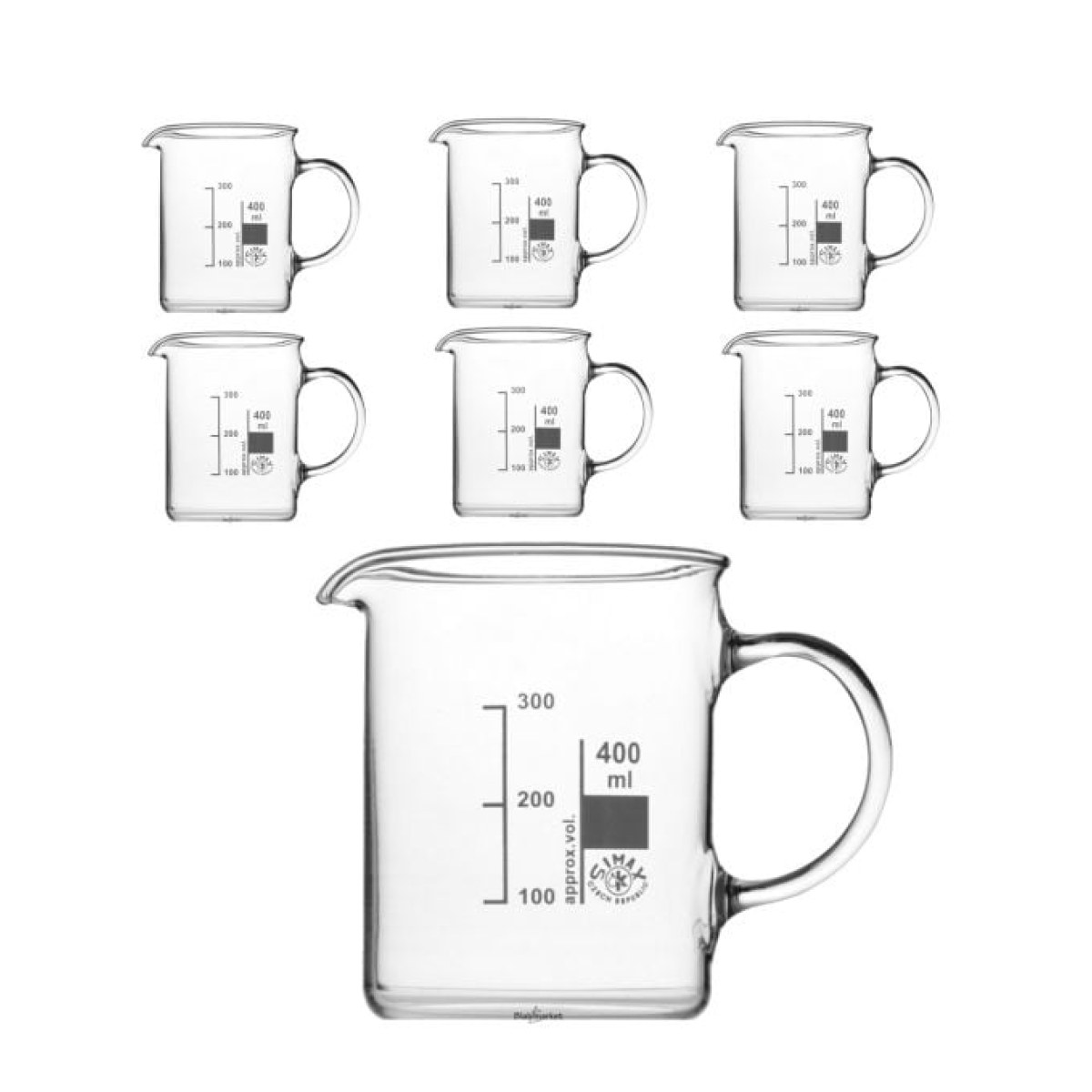 Simax Kulplu Cam Beher 400 ml - Kısa Form Isıya Dayanıklı Beaker - 6 Adet Toptan