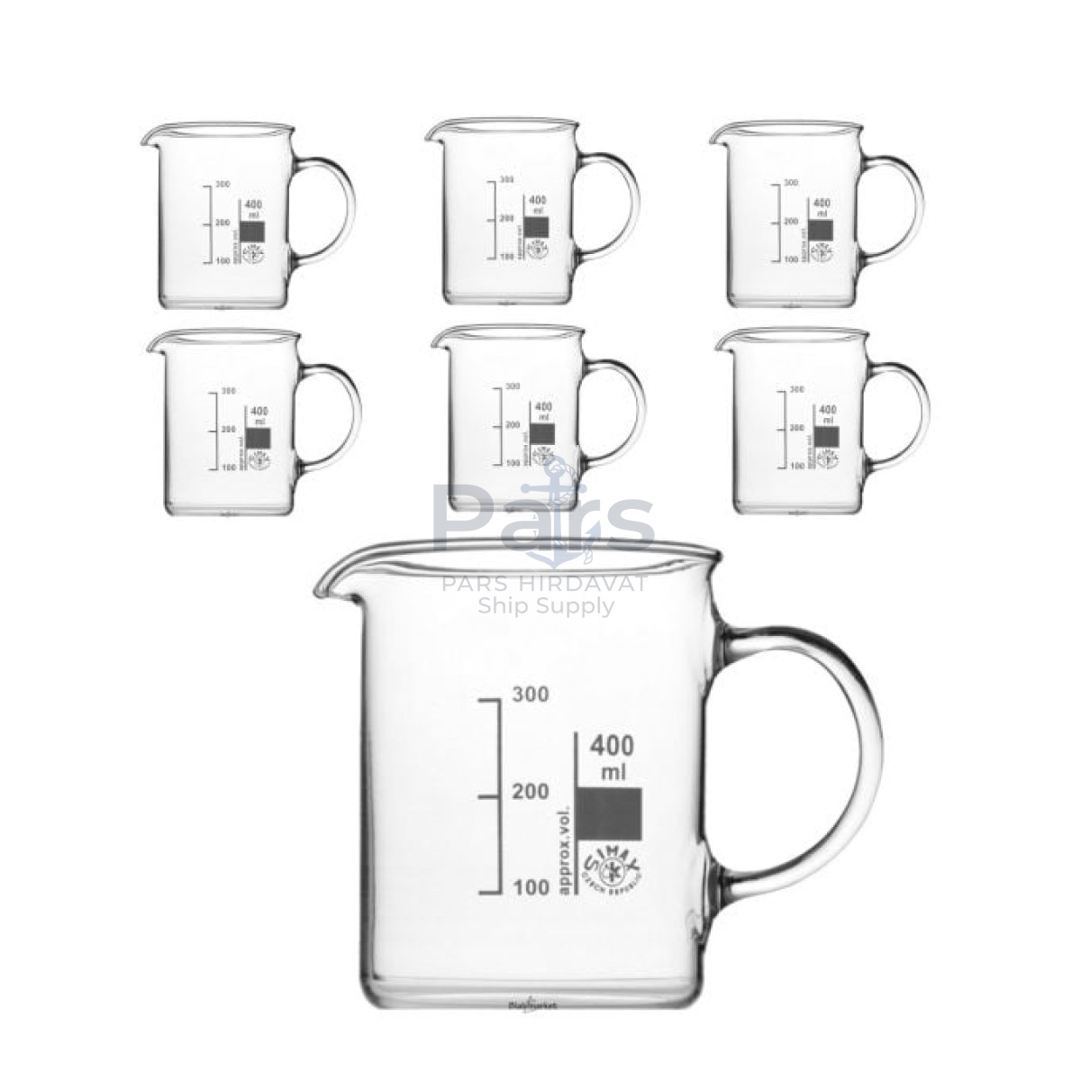 Simax Kulplu Cam Beher 400 ml - Kısa Form Isıya Dayanıklı Beaker - 6 pcs Toptan
