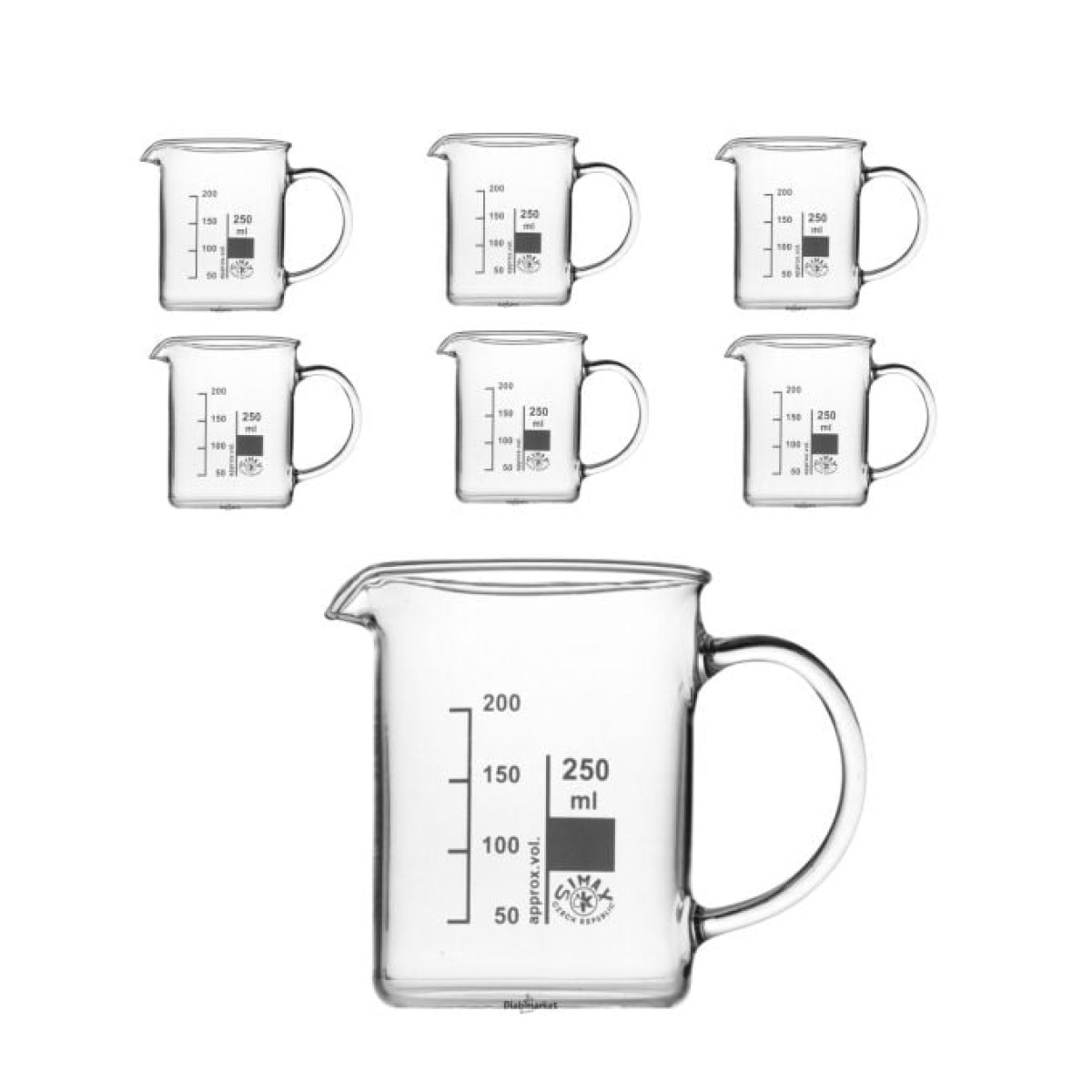 Simax Kulplu Cam Beher 250 ml - Kısa Form Isıya Dayanıklı Beaker - 6 Adet Toptan
