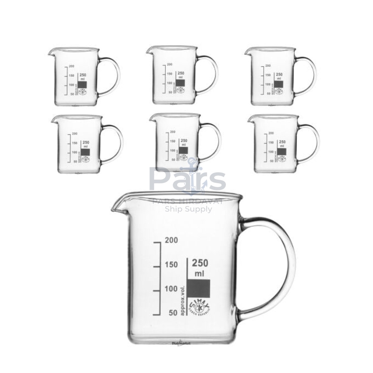 Simax Kulplu Cam Beher 250 ml - Kısa Form Isıya Dayanıklı Beaker - 6 pcs Toptan