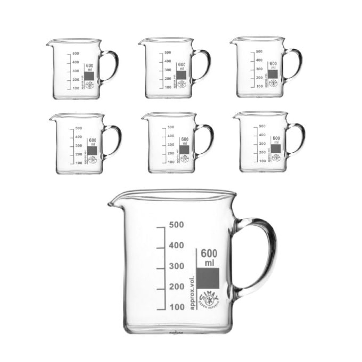 Simax Kulplu Cam Beher 600 ml - Kısa Form Isıya Dayanıklı Beaker - 6 pcs Toptan