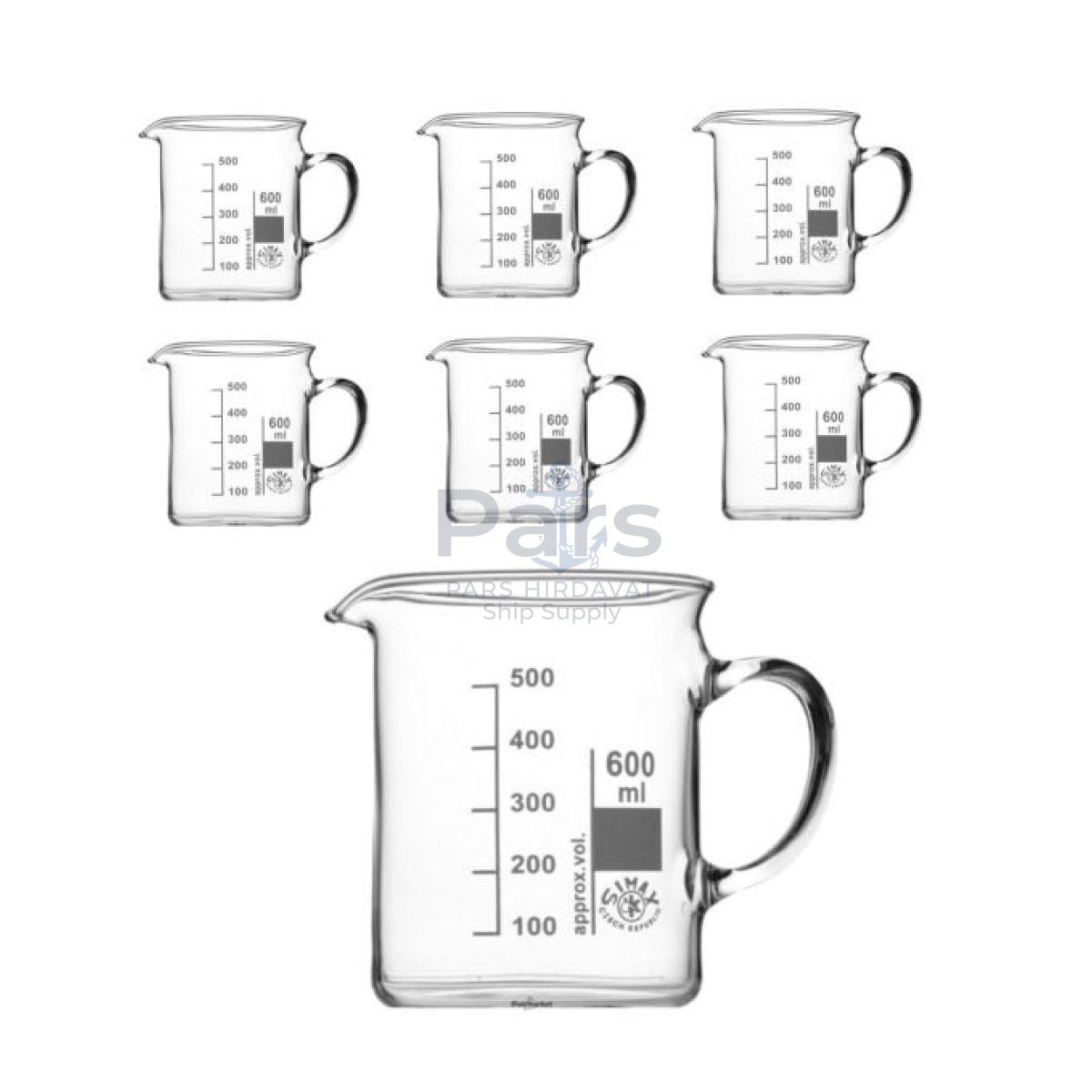 Simax Kulplu Cam Beher 600 ml - Kısa Form Isıya Dayanıklı Beaker - 6 pcs Toptan