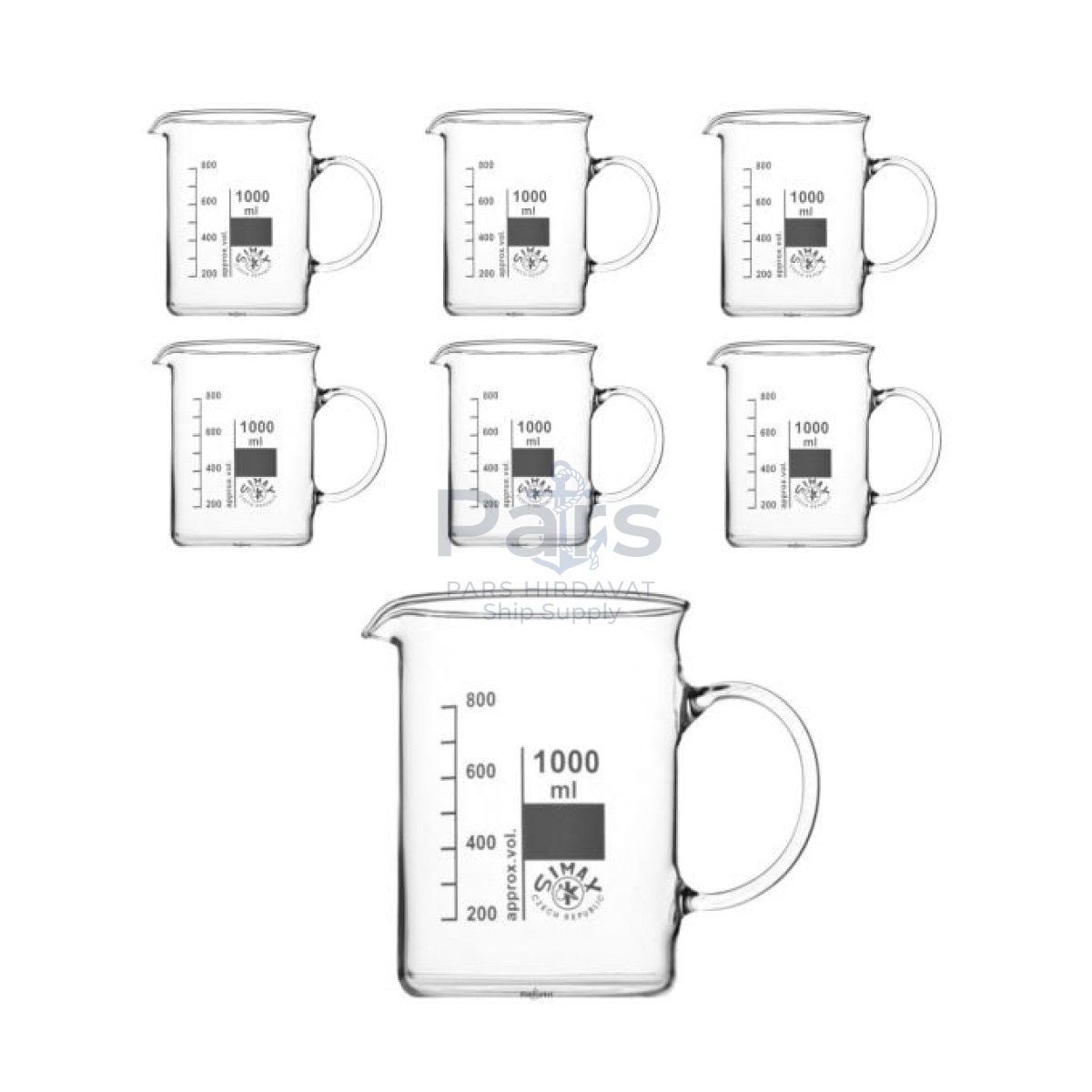 Simax Kulplu Cam Beher 1000 ml - Kısa Form Isıya Dayanıklı Beaker - 6 pcs Toptan