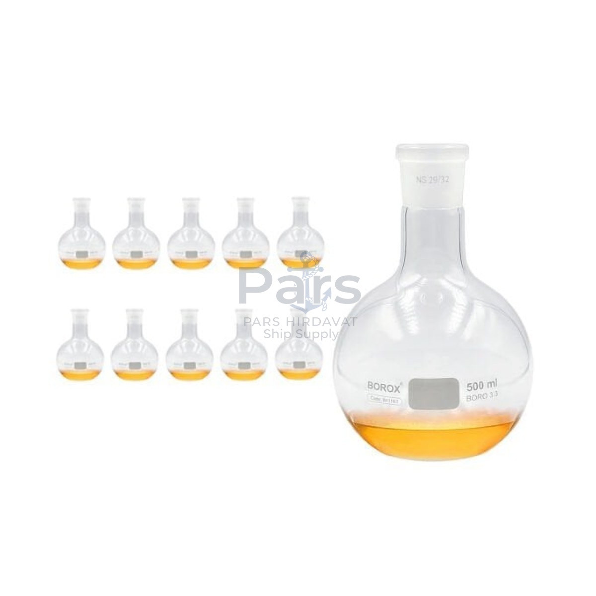 Borox Cam Balon 500 ml - Dibi Düz - Norm Şilifli 29/32 - Uzun Boyunlu - 10 pcs Toptan