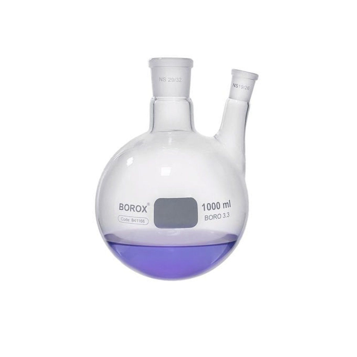 Borox Cam Balon 1000ml - Dibi Yuvarlak Şilifli - İki Boyunlu