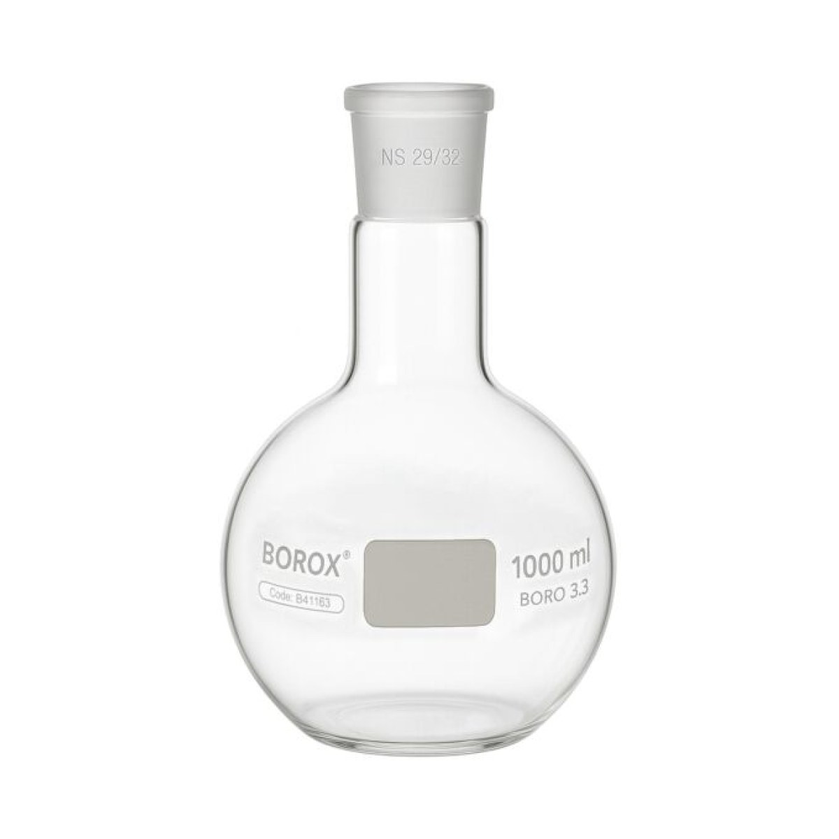 Borox Cam Balon 1000 ml - Dibi Düz - Norm Şilifli - 29/32