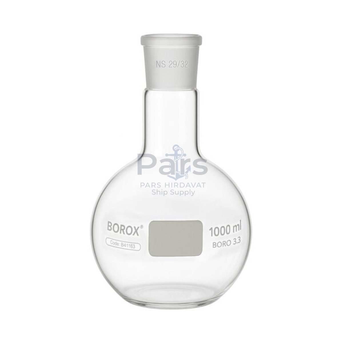 Borox Cam Balon 1000 ml - Dibi Düz - Norm Şilifli - 29/32
