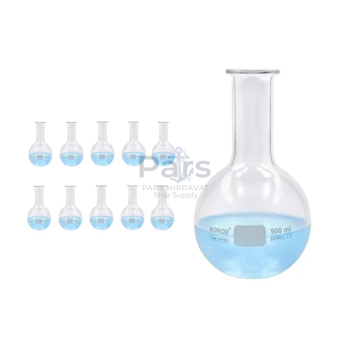 Borox Cam Balon 500 ml - Dibi Yuvarlak - Şilifsiz Deney Balonu - 10 pcs Toptan