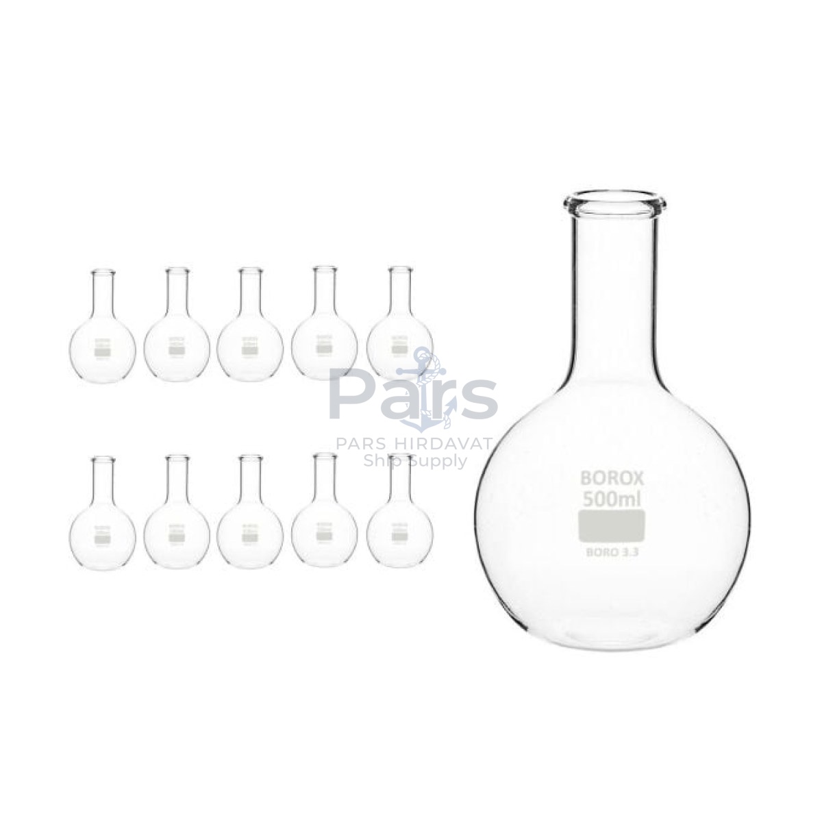 Borox Cam Balon 50 ml - Dibi Düz - Şilifsiz Deney Balonu - 10 pcs Toptan