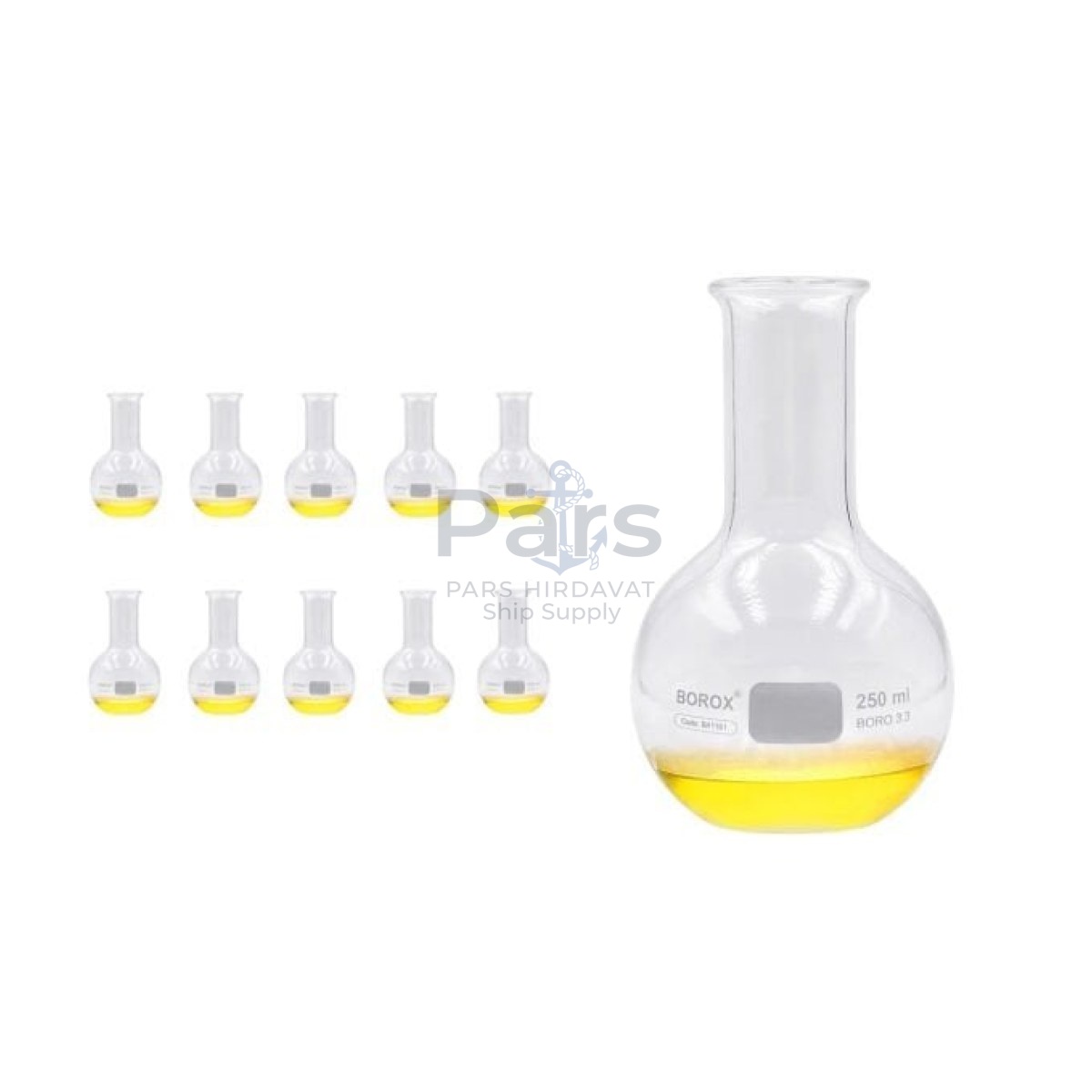 Borox Cam Balon 250 ml - Dibi Düz - Şilifsiz Deney Balonu - 10 pcs Toptan