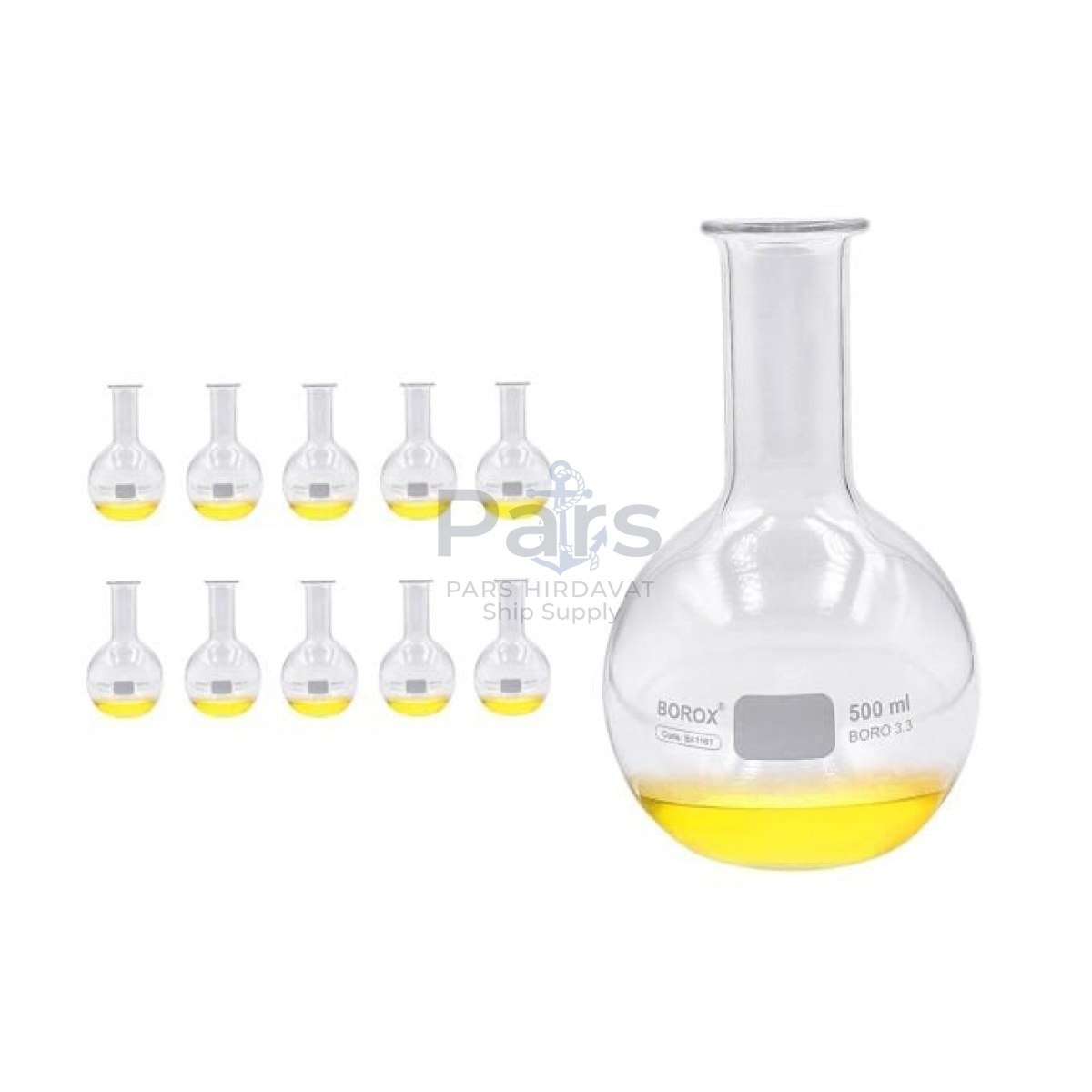 Borox Cam Balon 500 ml - Dibi Düz - Şilifsiz Deney Balonu - 10 pcs Toptan