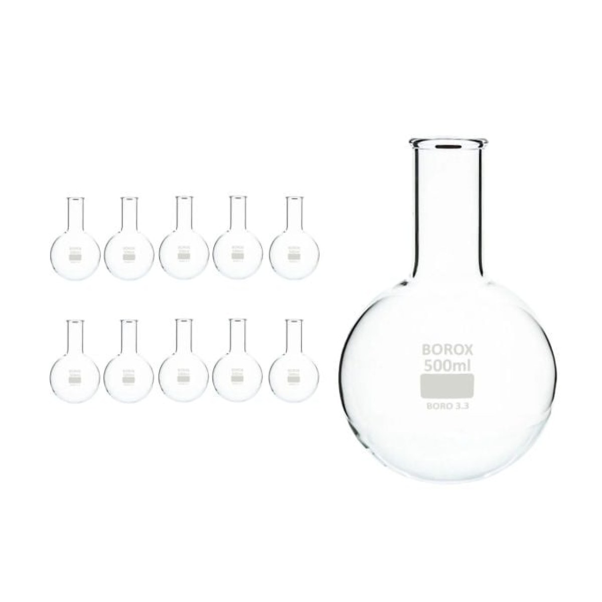 Borox Cam Balon 250 ml - Dibi Yuvarlak - Kaynatma Balonu - 10 Adet Toptan